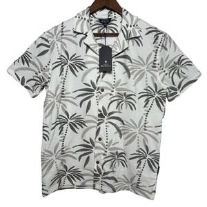 Ben Sherman‎ Coconut Milk Palm Tree Print Short Sleeve Camp Resort Shirt Mens S